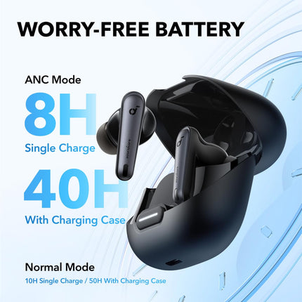 Soundcore by Anker Liberty 4 NC Bluetooth mürasummutavad kõrvaklapid, 98,5% mürasummutus, adaptiivne mürasummutus kõrvadele ja ruumiline heli, kõrglahutusega heli, 50H taasesitus (must)