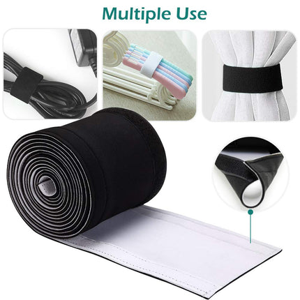 GeeRic 4M Cable Sleeve Neoprene Cable Duct with Adjustable Diameter for Cable Management, Neoprene Flexible and Reusable with Velcro Fastener Black/White
