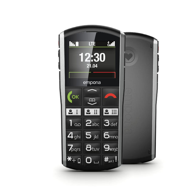 Emporia emporiaSIMPLYCITY-LTE, lepinguta nupuvajutusega mobiiltelefon, hädaabikõne nupuga mobiiltelefon, eriti suured nupud, ideaalne pensionäridele, hõlpsasti kasutatav, must