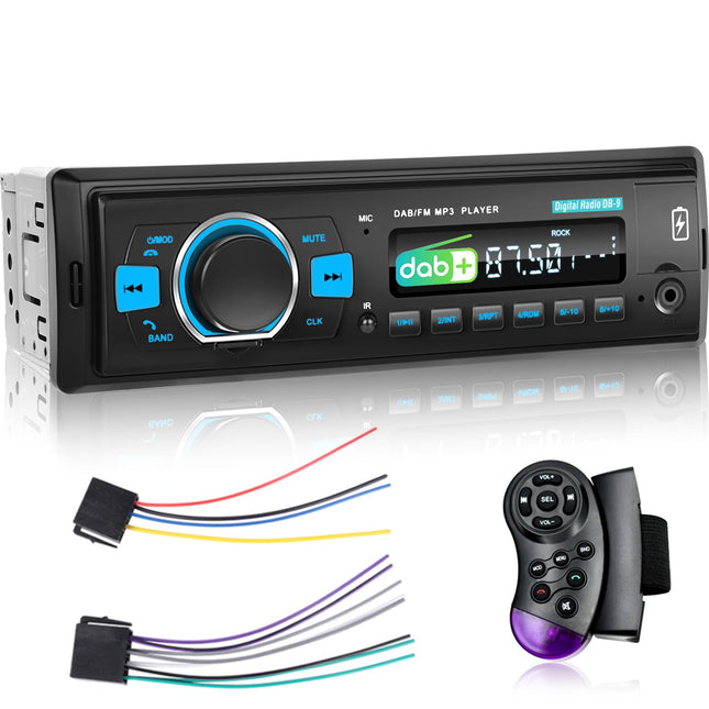 Radio with Bluetooth DAB Plus - DAB car radio with FM radio and EQ, car radio 1 Din support SWC, USB/AUX/TF/SD input + remote control