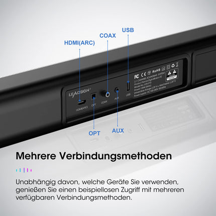 LEADSIGN heliriba teleritele, 100W teleri heliriba, 3D ruumilise heliriba integreeritud subwooferiga kodukinole/arvutile/mobiiltelefonile, 94 cm pikkune teleri kõlar - Bluetooth, HDMI, AUX, optiline koaksiaalkaabel, USB-ühendus