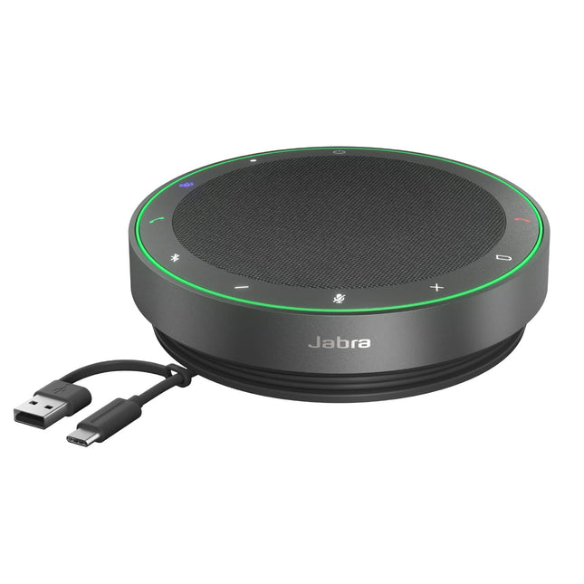 Jabra Speak2 75 juhtmevaba Bluetooth-valjuhääldi, 4 mürasummutavat mikrofoni, 65 mm lairibakõlar, ülilairibaheli, Zoomi ja Google Meeti sertifikaadiga, tumehall
