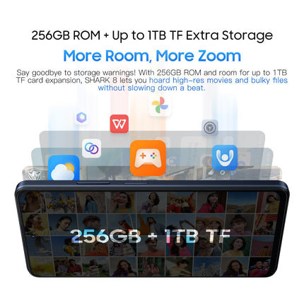 Blackview Shark 8 Smartphone Unlocked, 16GB+256GB, 6.78" FHD+ 120Hz, 64MP+13MP Camera, 33W Fast Charging, Three Card Slots, Android 13 Mobile Phone, Smart-K Box Speaker, GPS NFC Blue