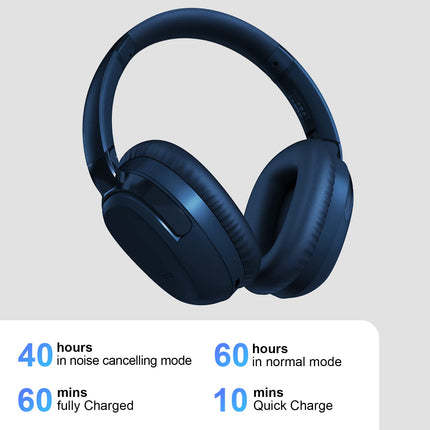 Eono mürasummutavad kõrvaklapid - juhtmevabad kõrvapealsed Bluetooth-kõrvaklapid - ANC Eonoheadphone 1 mitme režiimiga mürasummutusega, AUX, mikrofon, pehmed kõrvapadjad, 40-tunnine aku (sinine)