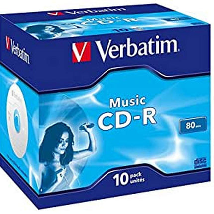 Verbatim Music CD-R 80 min, 10 tk Jewel Case'is, CD toorikud, 16x kirjutuskiirus ja pikk eluiga, tühjad CD-d, heli-CD toorikud muusika varundamiseks, muusika-CD
