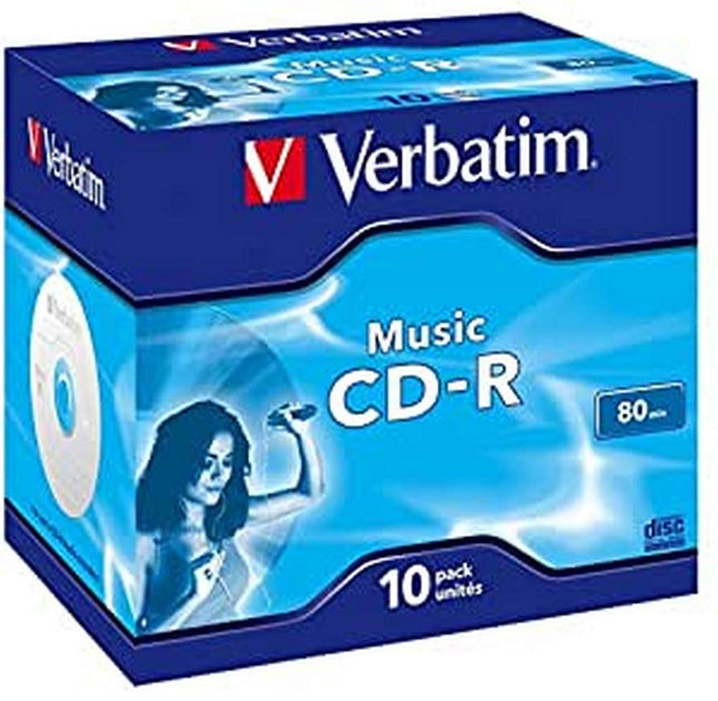 Verbatim Music CD-R 80 min, 10 tk Jewel Case'is, CD toorikud, 16x kirjutuskiirus ja pikk eluiga, tühjad CD-d, heli-CD toorikud muusika varundamiseks, muusika-CD