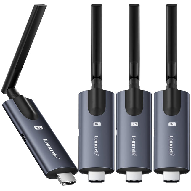 Wireless HDMI Transmitter and 3 Receivers, Lemorele 1080P HDMI wireless transmission supports 1 transmitter to 4 receivers max streaming video for laptop, camera, TV box to HDTV, monitor, projector