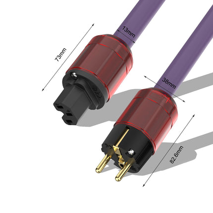 YuanYong Audiophile'i heli toitekaabel HiFi toitejuhe 12AWG 7N OCC 24K kullatud 2-auguline pistik ja IEC320-C15 pesa 125V/15A kõlarite, võimendite, subwooferite, kodukino jaoks (2M/6.6Ft)
