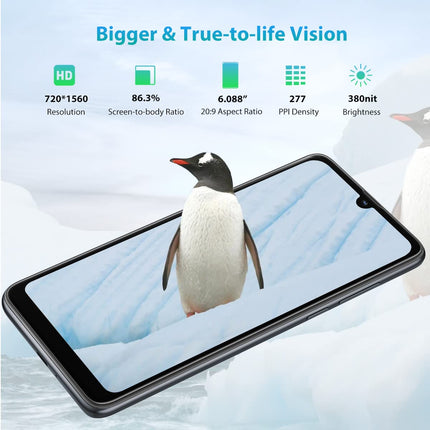 Blackview Unisoc T310 Quad-Core 3GB + 64GB, Display HD+ 6,088, Camera 13MP + 5MP, Battery 4280mAh, Mobile Phone 4G Dual SIM Android 11, Fingerprint Sensors, GPS, Black