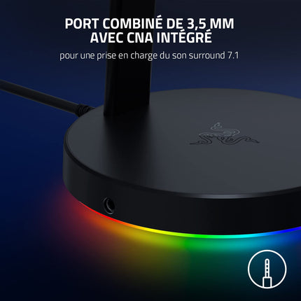 Razer Leviathan V2 - arvutimängude heliriba must ja baasjaam V2 Chroma - peakomplekti alus USB-jaoturi ja RGB-valgustusega (USB-jaotur 7.1 ruumilise heliga) must