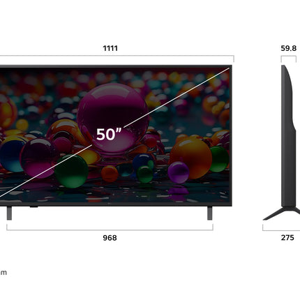 LG 50UA75006LA 50-tolline (127 cm) 4K UHD tehisintellektiga teler (α7 Gen8 4K tehisintellektiga protsessor, webOS 25, 60 Hz) [mudeliaasta 2025]