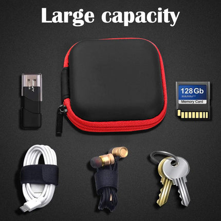 SENHAI Small Square and Round Portable Earplug Storage Box with Carabiners and 2 Headphone Cable Clips for Headphones, Bluetooth, U Disk, SD Cards