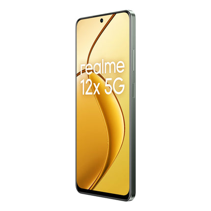 realme 12x 5G nutitelefon 6+128 GB, 50MP tehisintellektiga kaamera, 5G kahe SIM-kaardiga kahekordne ooterežiim, TÜV SÜD 48-kuuline sujuvuskaitse, 120Hz silmadele mugav ekraan, 360° NFC, 5000mAh aku, helendav must (ilma adapterita)