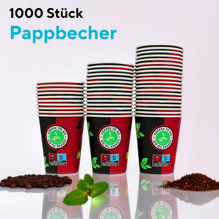 1000 musta/punast kraftpaberist pabertopsi kaantega, 200 ml - Kohvitopsid tee, kohvi, hõõgveini või muude jookide serveerimiseks - Kohvitopsid kaasa