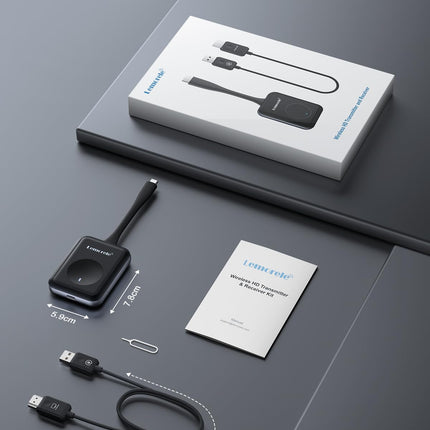 Lemorele USB C juhtmevaba HDMI saatja ja vastuvõtja, 50M 5G USB-C HDMI juhtmevaba USBC MacBooki/sülearvuti/iPhone 15/kaamera monitori, projektori, teleri jaoks