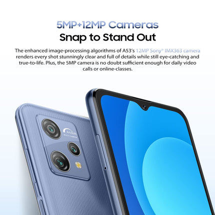 Blackview A53 4G Mobile Phone without Contract, Helio A22 3GB 16GB (256GB Expandable), 12MP + 5MP, 6.5'' HD+ Screen, 3 Card Slots, 5080mAh Battery, Dual-SIM Smartphone Android 12, GPS Black