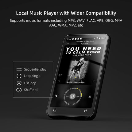 innioasis 80GB MP3 Player with Bluetooth and Wi-Fi, MP3 Player, Amazon Music, Audible, Apple Music, 4-inch Touchscreen, Android Streaming, MP3, MP4 Player for Kids (Black)