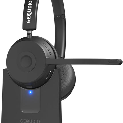 GEQUDIO GB-2 Bluetooth-peakomplekt mikrofoniga | Juhtmevabad kõrvaklapid | Passiivne mürasummutus | Ühenda 2 seadet samaaegselt (mobiiltelefon, arvuti, sülearvuti) | Juhtmevabad peakomplektid | 500 tundi ooterežiimis (laadimisjaamaga)