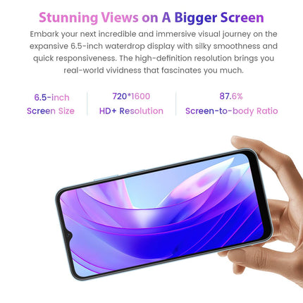 Blackview A52 (64GB) Unlocked Mobile Phone, 3GB 64GB (1TB External SD), 6.5'' Waterdrop Screen, 13MP+5MP, Dual-SIM Android 12 Smartphone, 5180mAh Battery, Face Unlock &amp; Fingerprint Black
