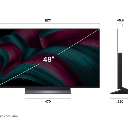 LG OLED48C5ELB teler 48-tolline (121 cm) 4K OLED evo AI-teler (α9 Gen8 4K AI protsessor, webOS 25, 120 Hz (VRR kuni 144 Hz)) [mudeliaasta 2025]