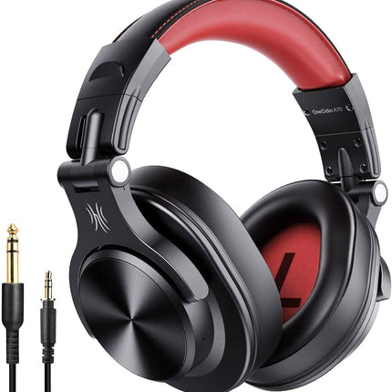 OneOdio Bluetooth-kõrvaklapid kõrva peale, 72 tundi HiFi stereo juhtmevabad kõrvaklapid, juhtmevabad kõrvaklapid 6,35 mm ja 3,5 mm pistikuga stuudio DJ mobiiltelefoni arvuti võimendi jaoks - punane