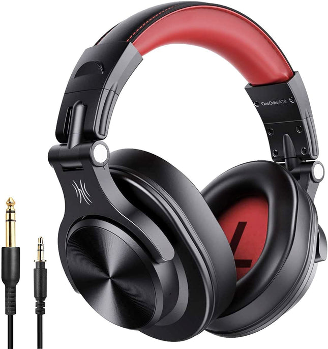 OneOdio Bluetooth-kõrvaklapid kõrva peale, 72 tundi HiFi stereo juhtmevabad kõrvaklapid, juhtmevabad kõrvaklapid 6,35 mm ja 3,5 mm pistikuga stuudio DJ mobiiltelefoni arvuti võimendi jaoks - punane