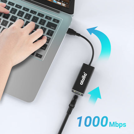Atolla USB Etherneti adapter, USB C Etherneti kaabel RJ45 1000 Mbps alumiiniumist, ühildub Macbooki, Windowsi, Mac Pro, sülearvuti, arvuti ja teiste seadmetega