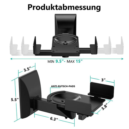 WALI Speaker Wall Mounts, Double-Sided Shelf Mount for Large Surround Sound Speakers, Holds up to 25 kg (55 lbs), Black (SWM201)