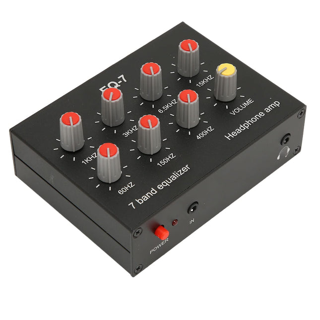 7 Band Car Audio Equalizer, 12dB High Bass Adjustment Digital Two-Channel Audio Equalizer with Front 3.5mm Aux Input, EQ Output Input