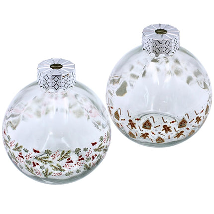 Drinking glass Christmas ball made of glass with straw as a set of 2, transparent with Christmas decoration, L/W/H 10 x 10 x 20 cm, capacity 220 ml