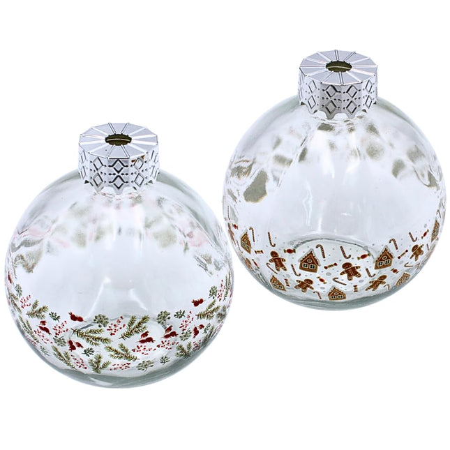Drinking glass Christmas ball made of glass with straw as a set of 2, transparent with Christmas decoration, L/W/H 10 x 10 x 20 cm, capacity 220 ml