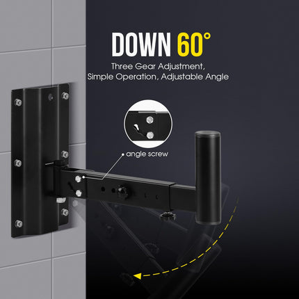 Supaway 2X Speaker Wall Mount Speakers Swivel 180° Robust Speaker Mount Tilt 60° Speaker Wall Mount Universal Speaker Wall Mount, Single Load Capacity 40 kg