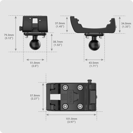 TUSITA GPS-kinnitus kuulpeaga, ühildub Garmin Montana 700 700i 710 710i 750i 760i seadmetega - B-suurus 1"