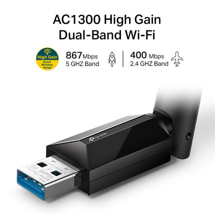 TP-Link RE500X WiFi 6 WLAN Amplifier Repeater AX1500 (Dual Band 1200MBit/s 5GHz &amp; Archer T3U Plus AC1300 High Gain USB WLAN Stick Adapter with Antennas