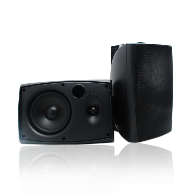Herdio 6.5-inch Bluetooth Outdoor Speakers Waterproof with Powerful Bass Wall-Mounted Speakers All-Weather Durability for Indoor Outdoor Home Deck Porch (Pair, Black)