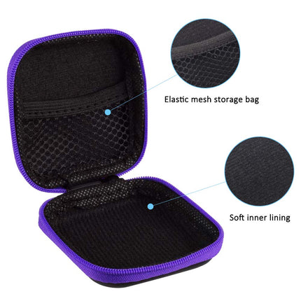 SENHAI Small Square and Round Portable Earplug Storage Box with Carabiners and 2 Headphone Cable Clips for Headphones, Bluetooth, U Disk, SD Cards