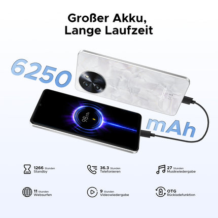 DOOGEE Note 59 Pro+ Android 15 nutitelefon, lukustamata 5G, 512 GB ROM + 36 GB RAM, kaheksatuumaline protsessor, 6250 mAh, 6,75" HD+, 120 Hz värskendussagedus, 50 MP + 8 MP, kahe SIM-kaardiga, lukustamata mobiiltelefonid/OTG/GPS/NFC/sõrmejäljelugeja