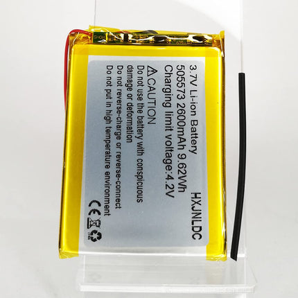 DC 3.7V 2600mah 505573 liitiumioonpolümeeraku vahetus isetehtud 3.7-5v elektroonikaseadmetele, GPS-ile, LED-tuledele, Bluetooth-kõlaritele, tahvelarvutitele