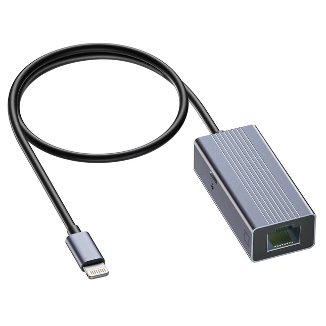 IVSHOWCO Lightningist RJ45 Etherneti LAN-võrguadapter iPhone'ile [Apple MFi sertifitseeritud], iPadist Etherneti adapter laadimispordiga, 100 Mbps kiire, ühenda ja kasuta (1,65 jalga)