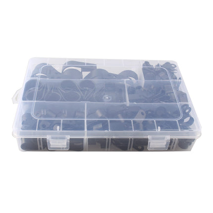 HALJIA 200pcs Black Nylon R Clips Screw Fastening Cable Clips Type P Wire Clips Cable Clamps with Box for Cable Management