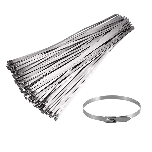 Roostevabast terasest kaablisidemed, 100 tk, 200 mm x 4,6 mm, kaablisidemed, metallsidemed, väljalaskefoolium, tihendussidemed,