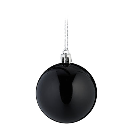 Relaxdays Christmas balls, set of 30, plastic, diameter 6 cm, round Christmas tree decoration, shatter-proof, black