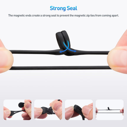 Cable Matters 20-pack magnetic cable ties made of silicone (magnetic cable ties, magnetic cable ties/cable organizer) in black and white