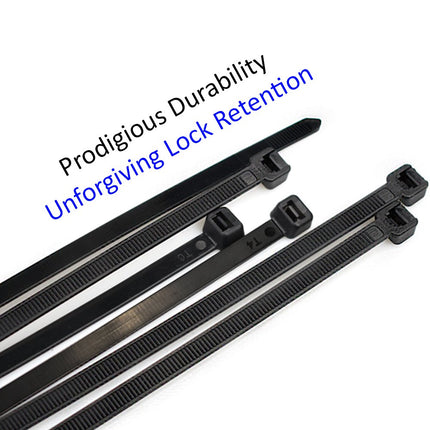 Heavy Duty 66cm Strong Large Black Cable Ties with 90.7kg Tensile Strength, 50 Pack, Long Lasting Nylon Cable Ties, Indoor/Outdoor, UV Resistant, High Quality Cable Ties