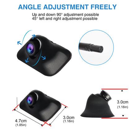 PARKVISION rear view camera, flexibly adjustable car camera with rotatable lens, PAL TV system, vertical image flip function, easy installation without parking line