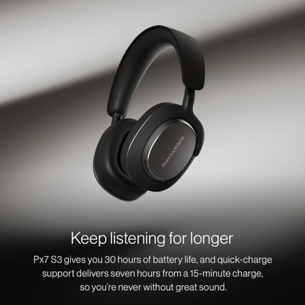 Bowers &amp; Wilkins Px7 S3 kõrvapealsed mürasummutavad juhtmevabad kõrvaklapid aptX™ kadudeta tehnoloogiaga, kiire laadimisega, 30 tundi taasesitust, 8 sisseehitatud mikrofoni - lõuendvalged