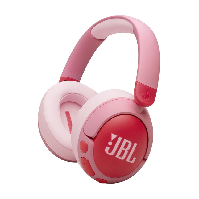JBL Junior 470 NC, juhtmevabad kõrvapealsed Bluetooth-kõrvaklapid aktiivse mürasummutusega lastele, mikrofon, 50 tundi mänguaega, JBL Safe Sound, madal helitugevus, lihtne kasutada ja kleebistega, roosa