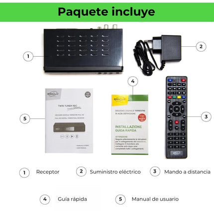 Digiquest kahe tuuneriga vastuvõtja DVB-T2 HEVC H.265 kiibistik, kahekordne maapealne tuuner, Full HD FTA, USB, HDMI, SCART, Ethernet LAN RJ-45, programmeeritav kaugjuhtimispult, must, metall