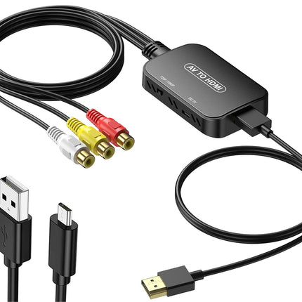 Viagkiki RCA to HDMI Converter, AV to HDMI Adapter with Cable, Composite Audio Video Converter for PS1, PS2, PS3, STB, Xbox, VHS, VCR, Black-Ray DVD Players