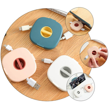 DOITOOL laadimiskaabli korraldaja, 6-osaline kaablikerija kodukontorisse, klassiruumi kaablikerija väike koos mobiiltelefonihoidjaga, 7,2 x 7 x 1,5 cm laadimiskaablikerija USB-kaablirulli kaablikerija